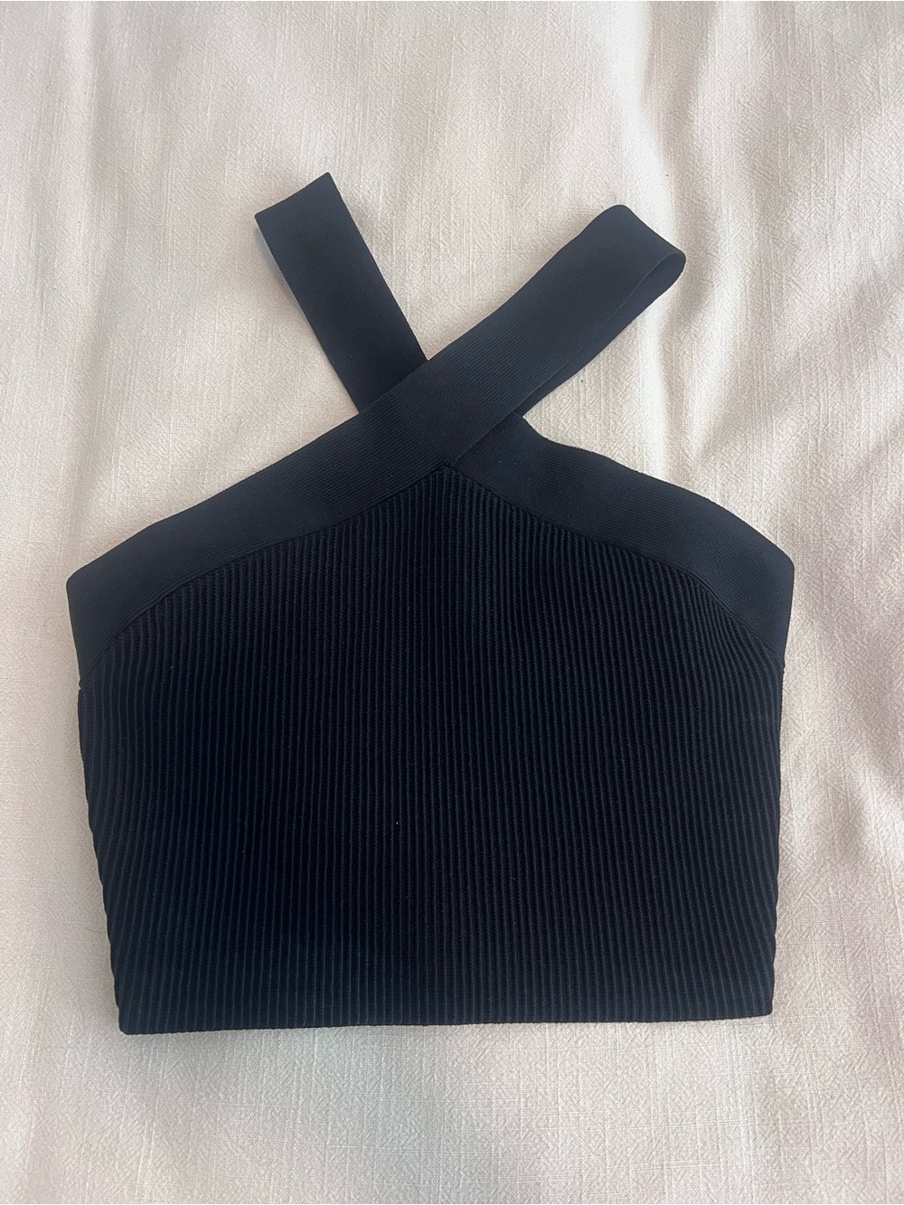 Aritzia Babaton Black Ribbed Crop Top